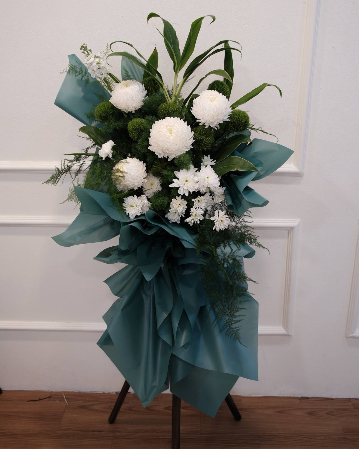 Everlasting Grace | White & Green Condolence Flower Stand