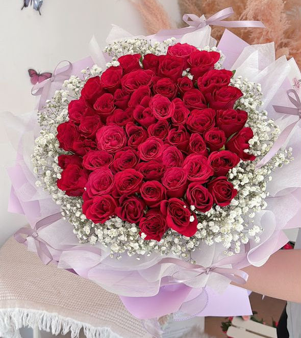 Rosalie Red Rose 52 | Fresh Rose Bouquet